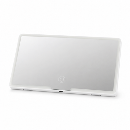 USB-rechargeable LED sun visor vanity mirror on a clean white background