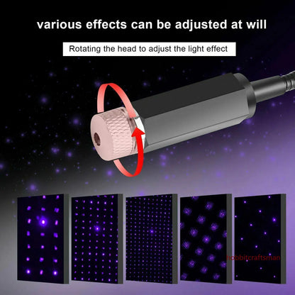 Mini LED Car Starry Sky Projector Light (USB, Adjustable)