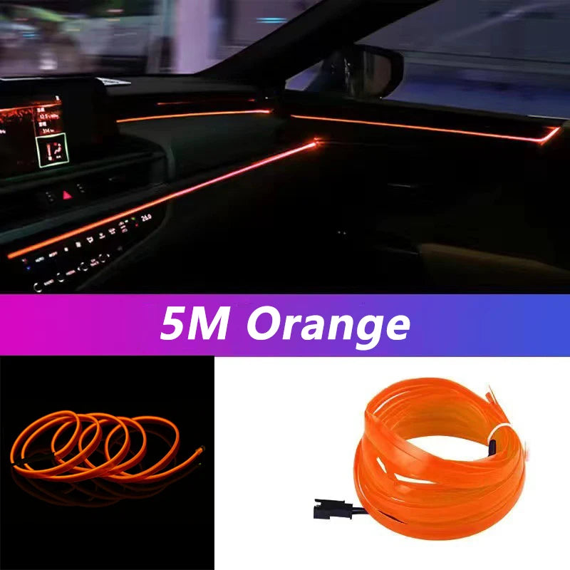 5M LED Car Interior Strip Light – USB Flexible Ambient Neon