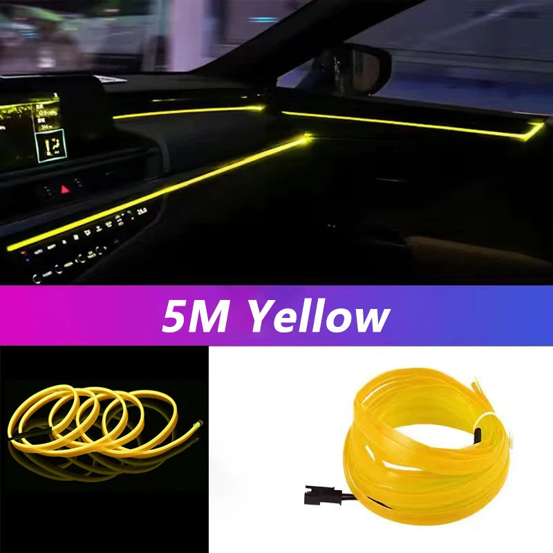 5M LED Car Interior Strip Light – USB Flexible Ambient Neon