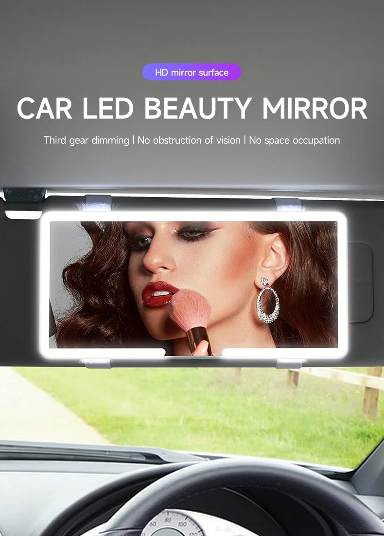 Universal Car Sun Visor Vanity Mirror with LED