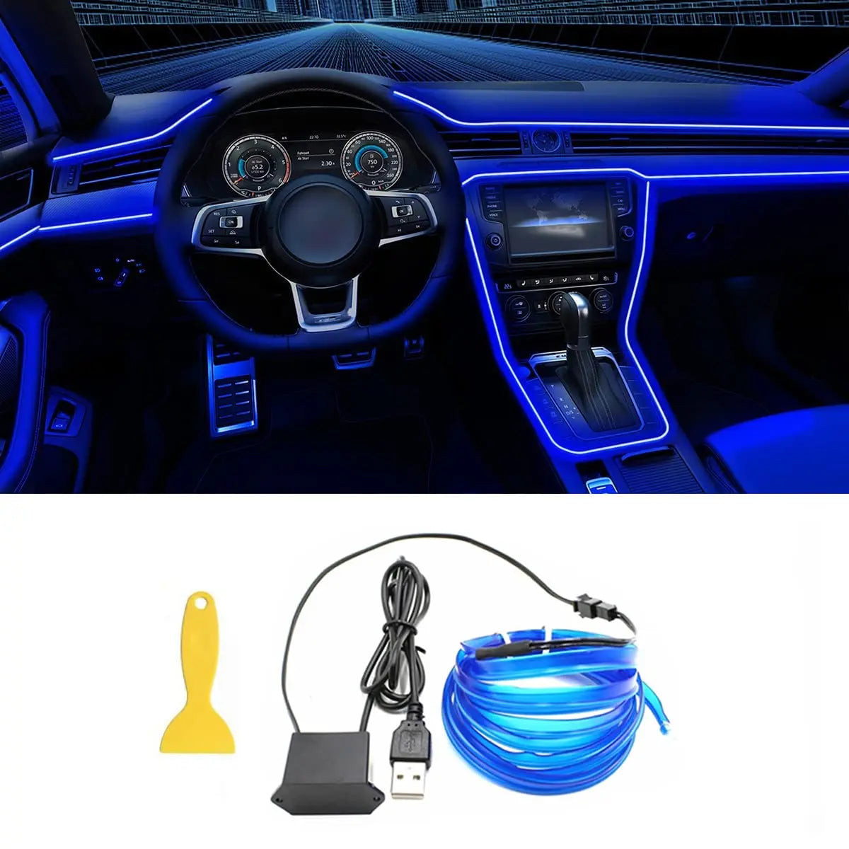 5M LED Car Interior Strip Light – USB Flexible Ambient Neon
