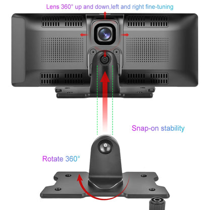 Podofo 10.26" 4K Dash Cam with Wireless CarPlay & GPS