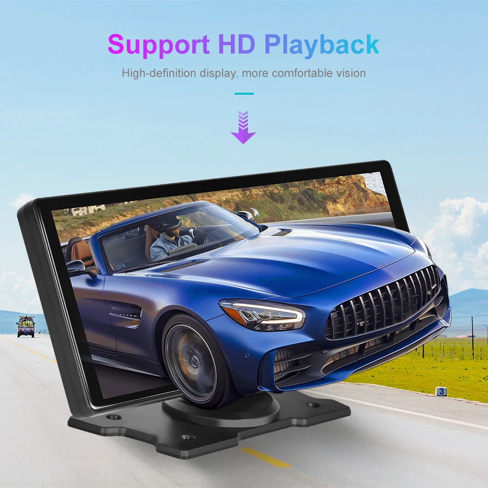 Podofo 10.26" 4K Dash Cam with Wireless CarPlay & GPS