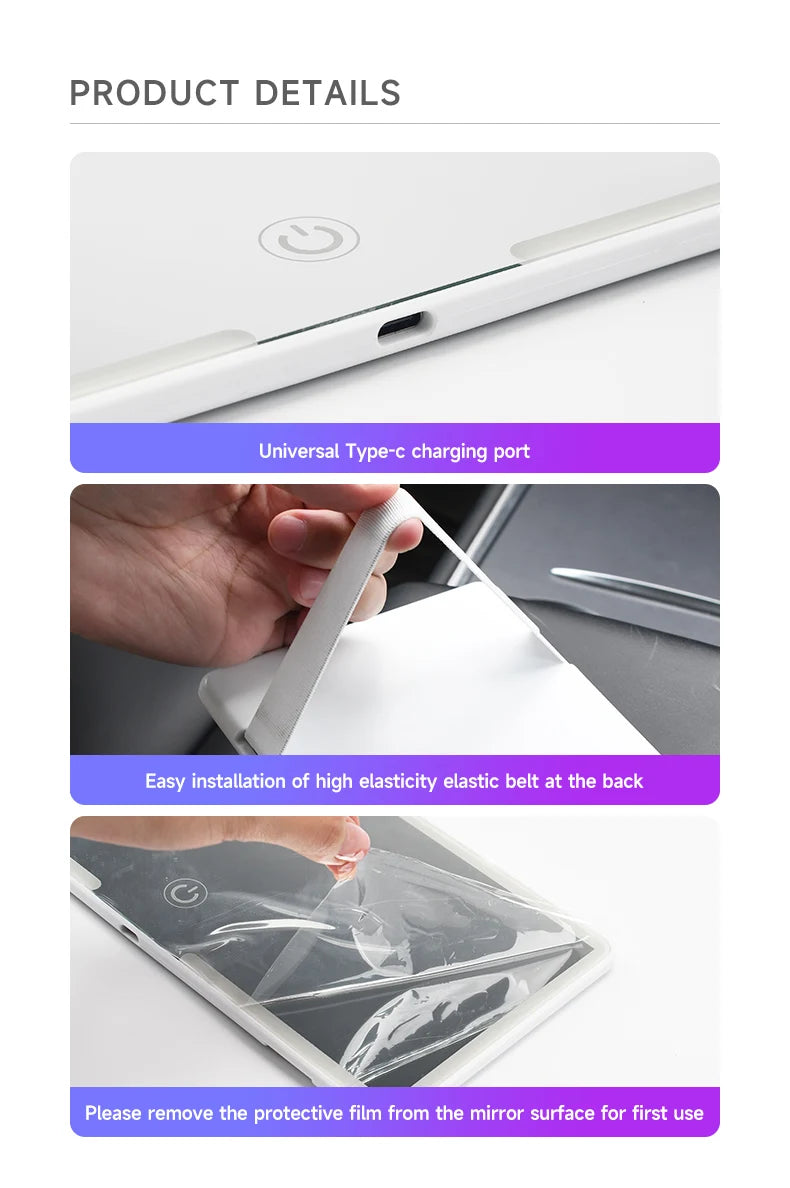 Universal Car Sun Visor Vanity Mirror with LED