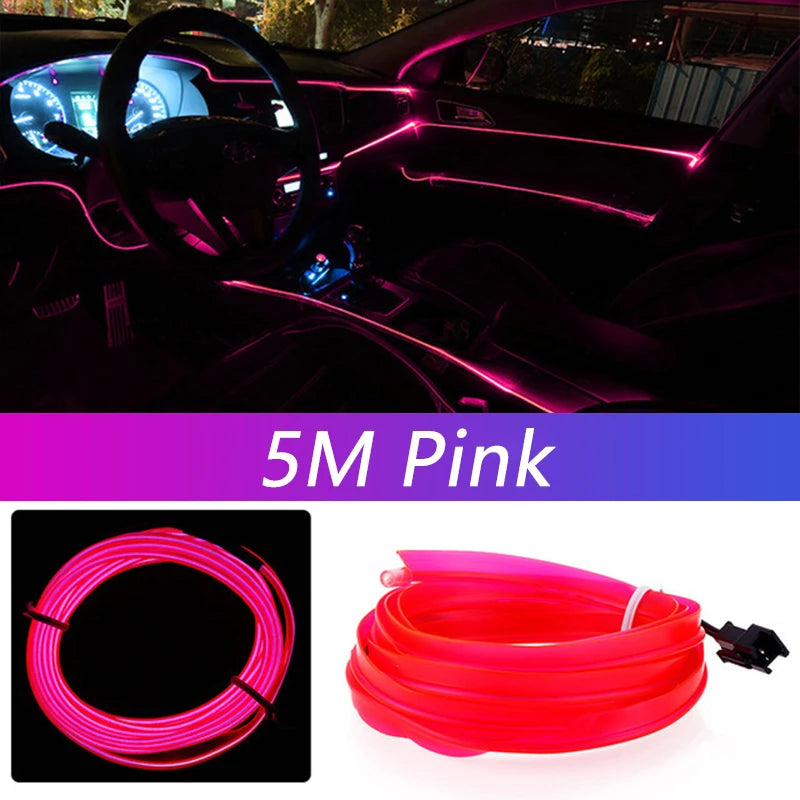 5M LED Car Interior Strip Light – USB Flexible Ambient Neon