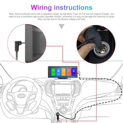 Podofo 10.26" 4K Dash Cam with Wireless CarPlay & GPS