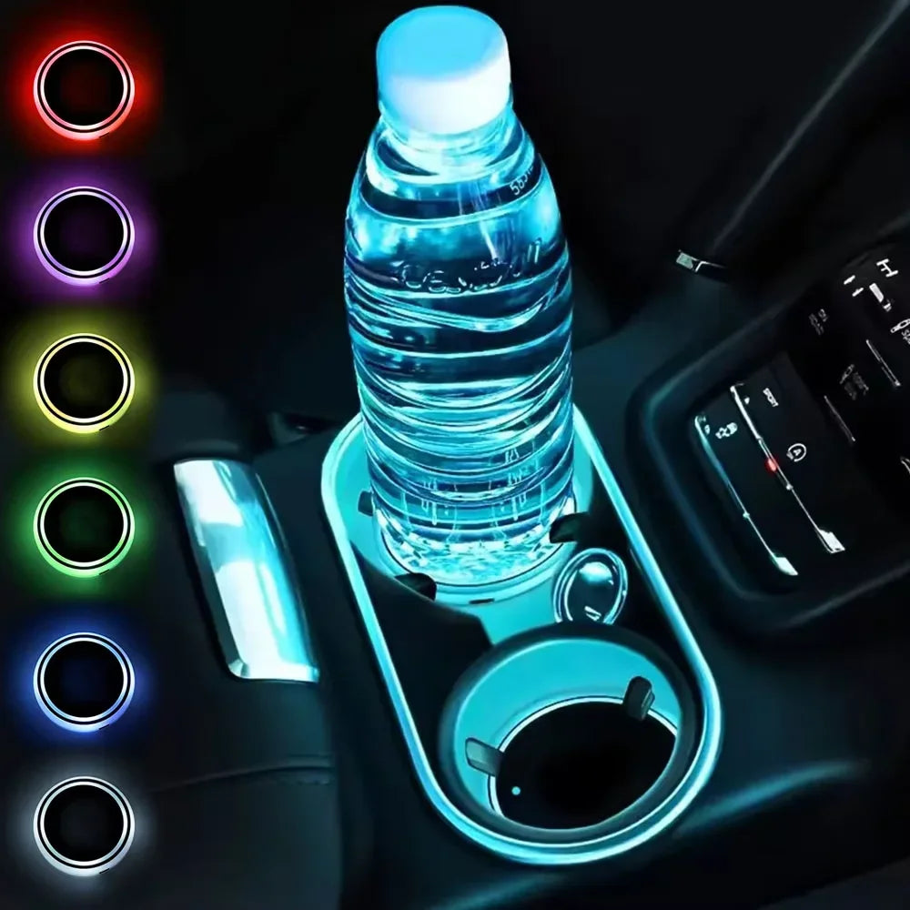 USB-Rechargeable LED Car Cup Holder Coaster - 7 Colors