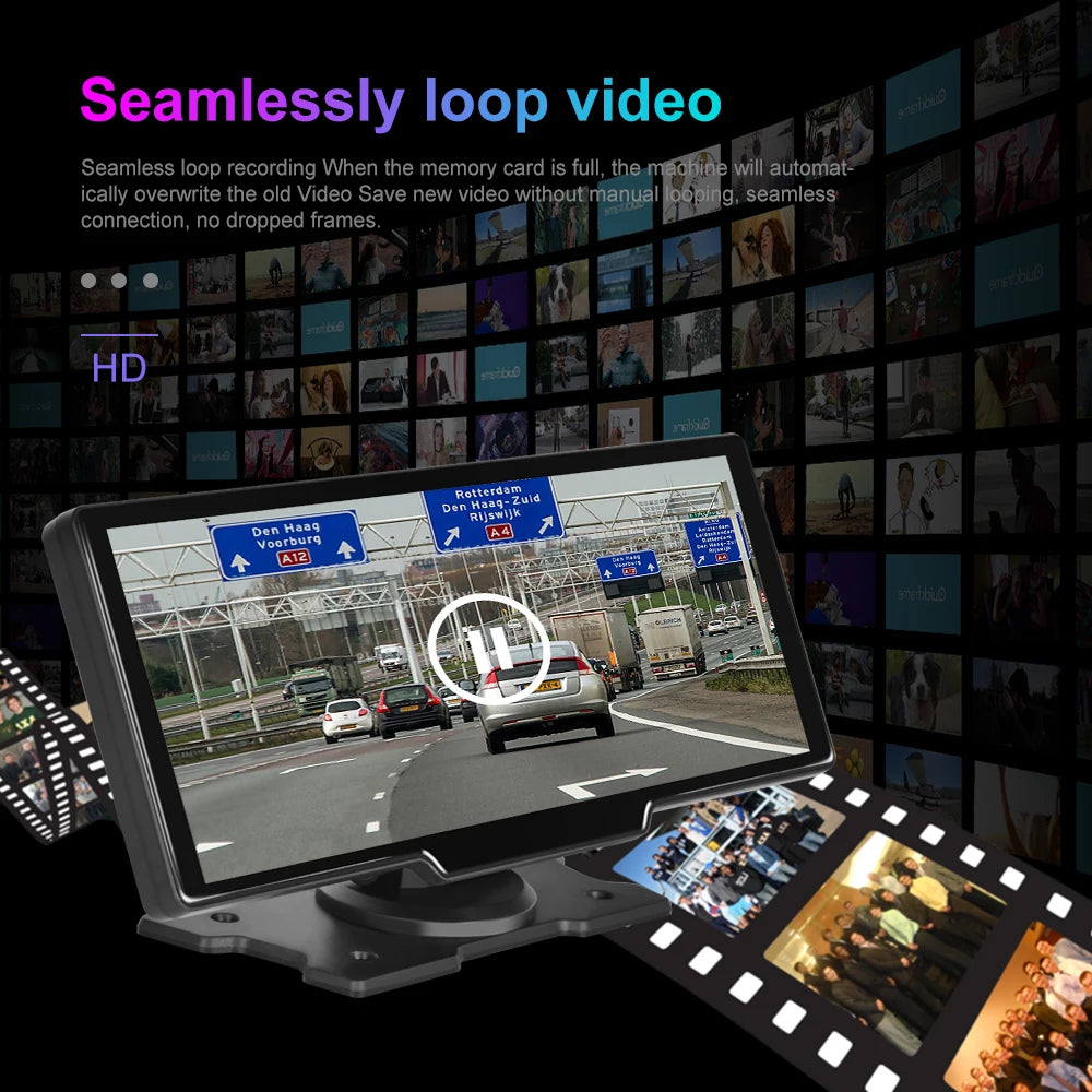 Podofo 10.26" 4K Dash Cam with Wireless CarPlay & GPS