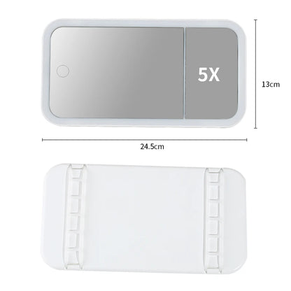 LED Car Vanity Mirror – Dimmable Touch & 5X Magnification