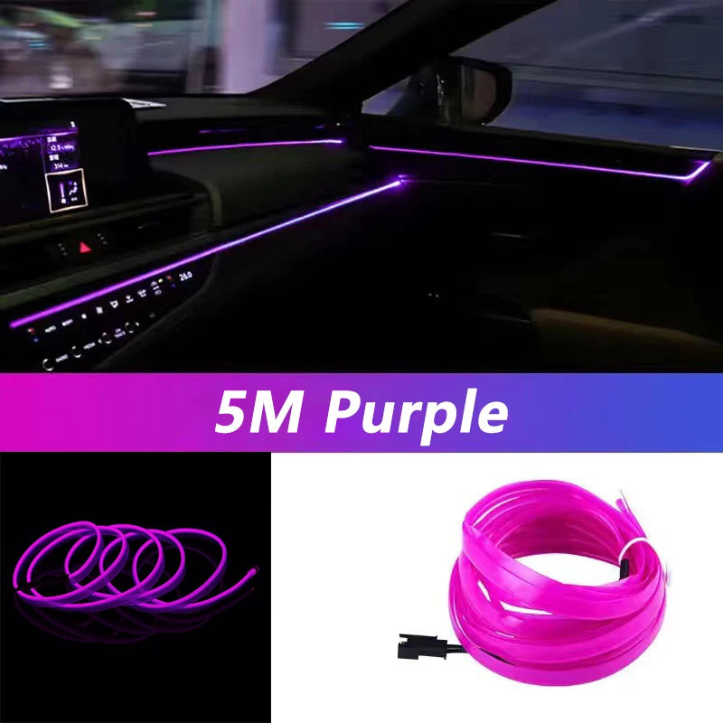 5M LED Car Interior Strip Light – USB Flexible Ambient Neon